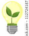 Green seedlings inside light bulb. Environmentally friendly sources of energy 112724187
