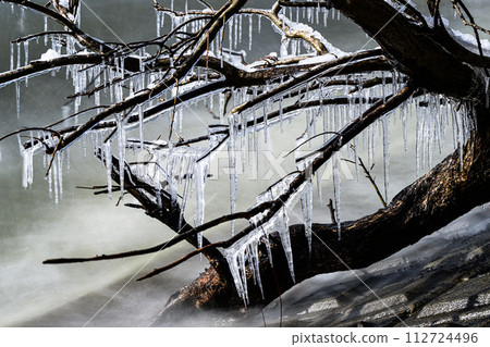 Splashing ice winter landscape 112724496