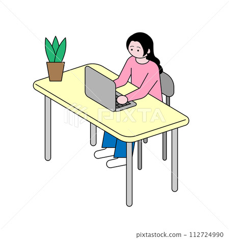 A woman working at a desk 112724990