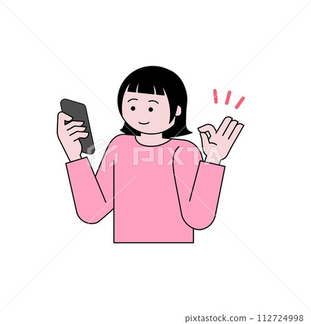操作有微笑的一個智能手機的婦女 112724998