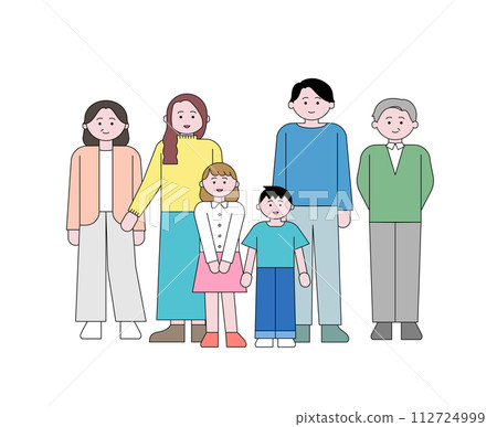 Full-body illustration of a two-family family 112724999