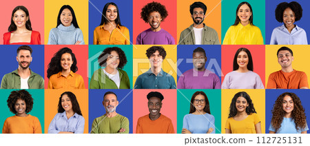 A diverse and vibrant collage of individuals from different cultural backgrounds 112725131