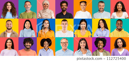 A diverse and radiant group of individuals with warm smiles 112725400