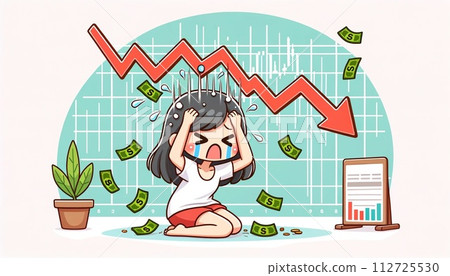 投資失敗的女人插畫 112725530