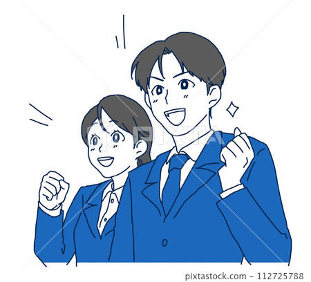 穿著西裝的年輕男女看起來充滿動力 穿著西裝的年輕男女看起來充滿動力 112725788