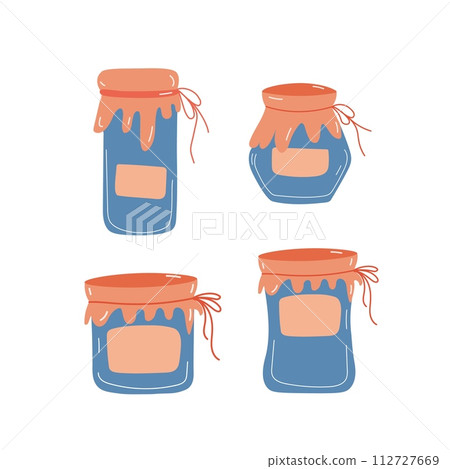 Glass jars illustrations set. Cute jars isolated on white background. Glass jars illustrations set. Cute jars isolated on white background. 112727669