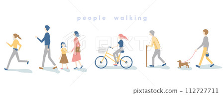 Illustration set of walking people Illustration set of walking people 112727711