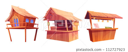 Beach buildings - house, tiki bar, excursion shack 112727923