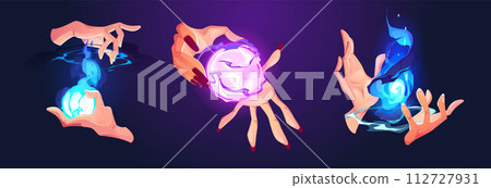 Witch woman hand set and mystic light power design Witch woman hand set and mystic light power design 112727931