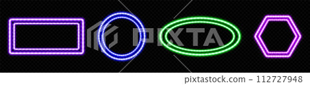 Led neon light glow frame set with electric border Led neon light glow frame set with electric border 112727948