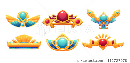 Egyptian game ui icon of border or divider. 112727978