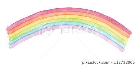 Hand-drawn watercolor illustration material: gentle curved rainbow 112728006