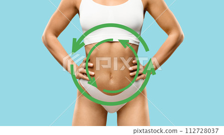 Body Slimming, Weight Loss Concept. Cropped of woman in underwear 112728037