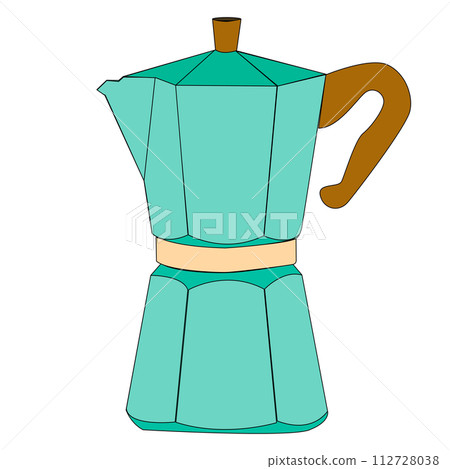 Italian coffee maker or moka pot green pastel. Italian coffee maker or moka pot green pastel. 112728038