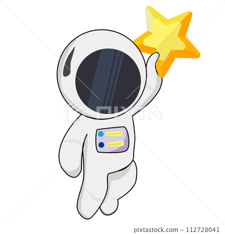 A Cute astronaut catching star cartoon. Science Technology Icon Concept. Flat Cartoon Style A Cute astronaut catching star cartoon. Science Technology Icon Concept. Flat Cartoon Style 112728041