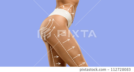 Beautiful well-fit hips of woman wearing white panties Beautiful well-fit hips of woman wearing white panties 112728083