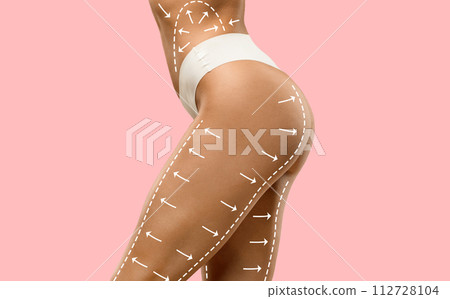 Side view of woman in underwear showing her beautiful hips Side view of woman in underwear showing her beautiful hips 112728104