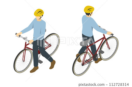 等軸圖：推自行車的人 112728314