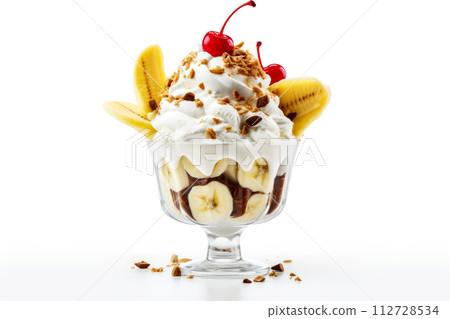 ice cream ball isolated on white background. Generative AI ice cream ball isolated on white background. Generative AI 112728534