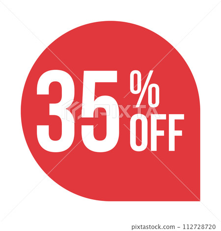 red 35 percent discount label on white background red 35 percent discount label on white background 112728720