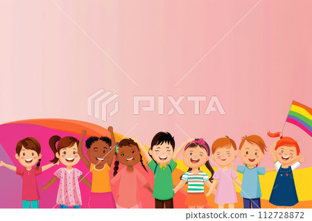 children's day concept on web background. Generative AI 112728872