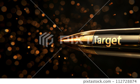 high speed Flying bullet with target point. business target concept. generative AI 112728874