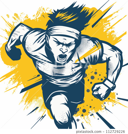 Hand drawn Sports Character Exuding Energy in Sports Attire 112729226
