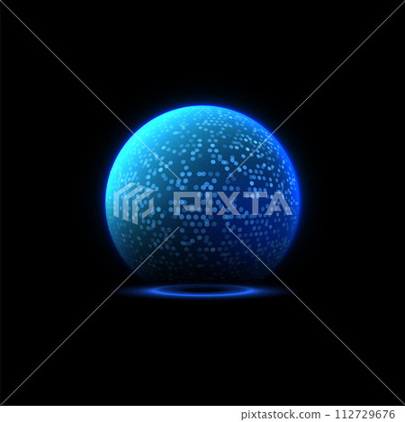 Radiant blue sphere shield vector illustration 112729676