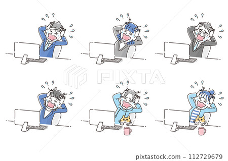 Set of troubled business people 112729679