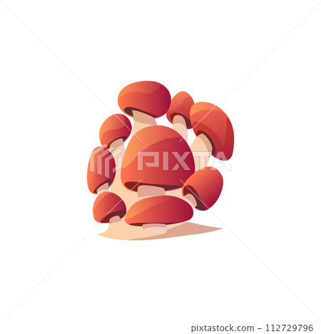 Honey fungus mushrooms, vector cartoon magic fungi with brown cap on white stipe, nature gui game plant, organic food 112729796