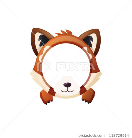 Avatar frame red panda cartoon vector, achievement round empty frame, animal mask for ui game interface, award border 112729914