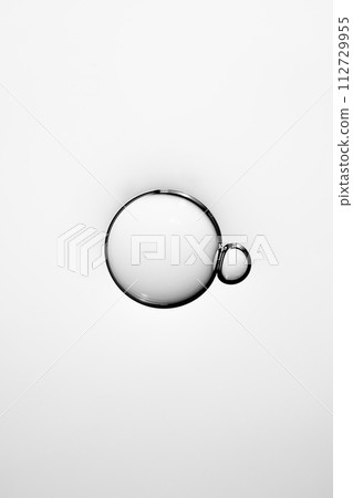 A close-up photo of water droplets that can be used in science, medicine, ingredients, and beauty designs. 112729955