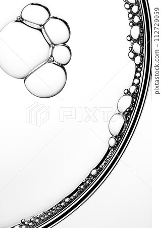 A close-up photo of water droplets that can be used in science, medicine, ingredients, and beauty designs. A close-up photo of water droplets that can be used in science, medicine, ingredients, and beauty designs. 112729959