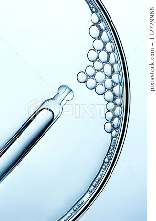 A close-up photo of water droplets that can be used in science, medicine, ingredients, and beauty designs. A close-up photo of water droplets that can be used in science, medicine, ingredients, and beauty designs. 112729968