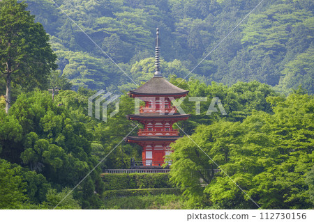 清水寺小安塔周圍綠樹環繞 112730156