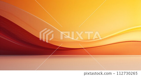 豐富多彩的抽象背景模板。一個充滿透明黃色和棕色波浪的空間。 AI生成影像 112730265