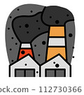Factory cause particle pollution flat color	 112730366