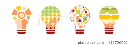Lightbulb as Knowledge and Smart Solution Icon Vector Set 112730601