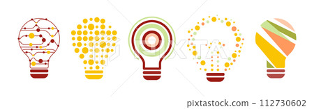 Lightbulb as Knowledge and Smart Solution Icon Vector Set Lightbulb as Knowledge and Smart Solution Icon Vector Set 112730602