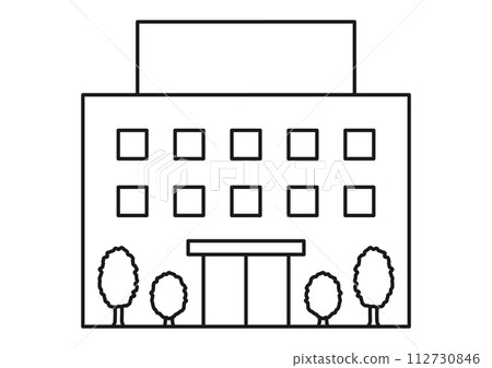 有植物的低層建築,黑白 有植物的低層建築,黑白 112730846