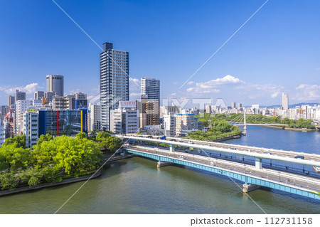 Looking down on the cityscape of Temmabashi Looking down on the cityscape of Temmabashi 112731158