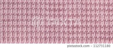 Texture of light lilac and rose fluffy fabric background with rhomboid pattern, macro. Abstract pink backdrop 112731180