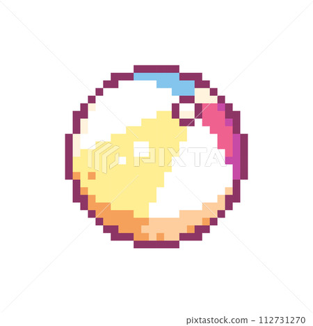 Pixel Art Beach Ball Icon. Vector Y2K 8Bit Sticker of Inflatable Pool Toy. Cute Water Play Video Game Element for Summer Fun Graphic Design. Pixel Art Beach Ball Icon. Vector Y2K 8Bit Sticker of Inflatable Pool Toy. Cute Water Play Video Game Element for Summer Fun Graphic Design. 112731270
