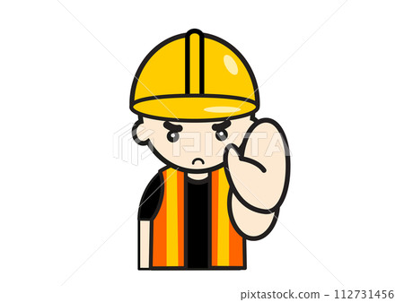 建築工地工人擺出停止姿勢 112731456