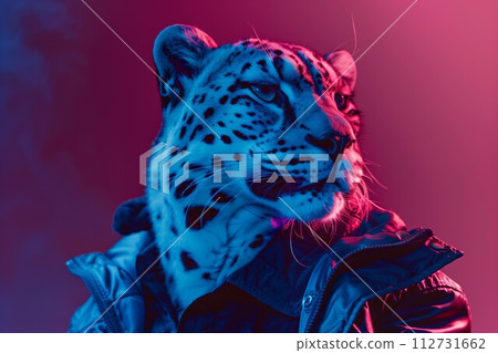 AI-generated content. Enigmatic Leopard in Cool Hues Winter Attire AI-generated content. Enigmatic Leopard in Cool Hues Winter Attire 112731662