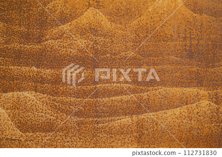 Background material of rusty iron plate with wave pattern b-1 Warm color 112731830
