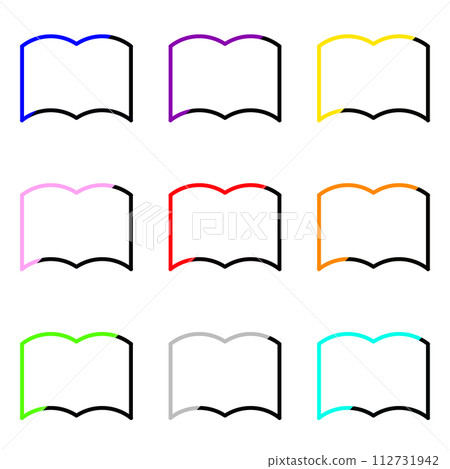 Two-color book frame line drawing set of 9 Two-color book frame line drawing set of 9 112731942