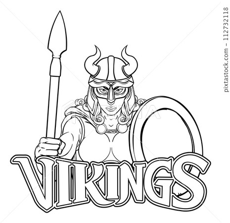 Viking Female Gladiator Warrior Woman Team Mascot 112732118
