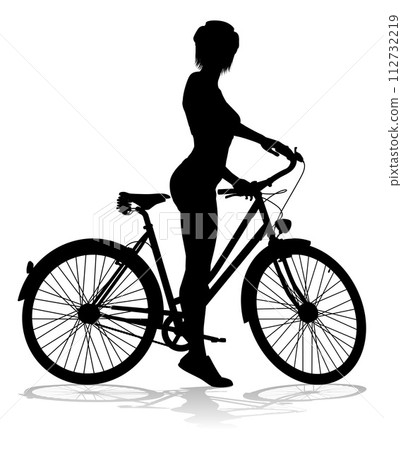 Bike and Bicyclist Silhouette 112732219