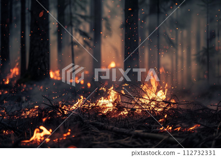 一場森林火災被火焰吞沒 112732331